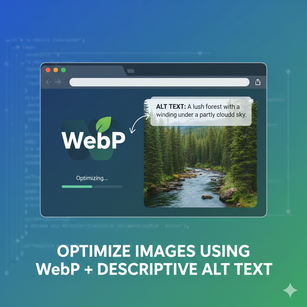 Optimize images using WebP + descriptive alt text
